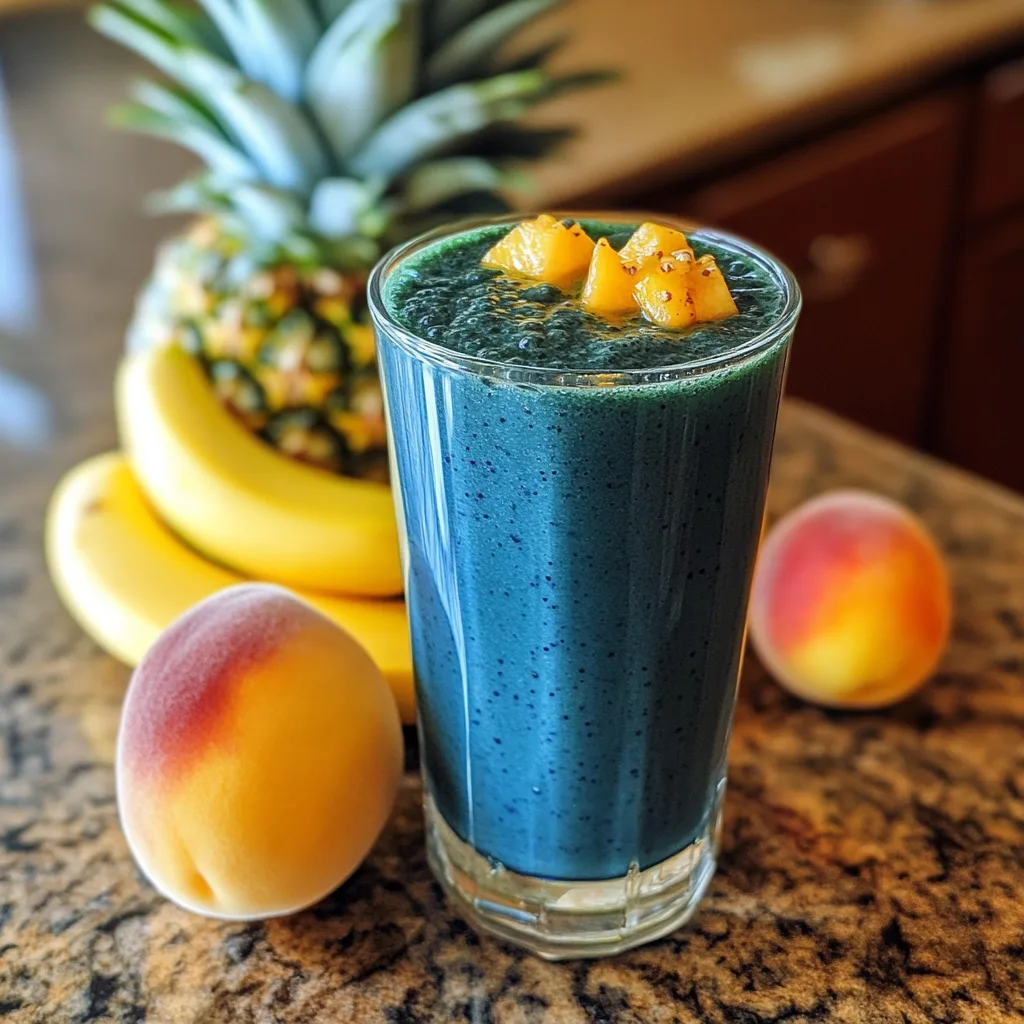 blue spirulina smoothie with pineapple and banana